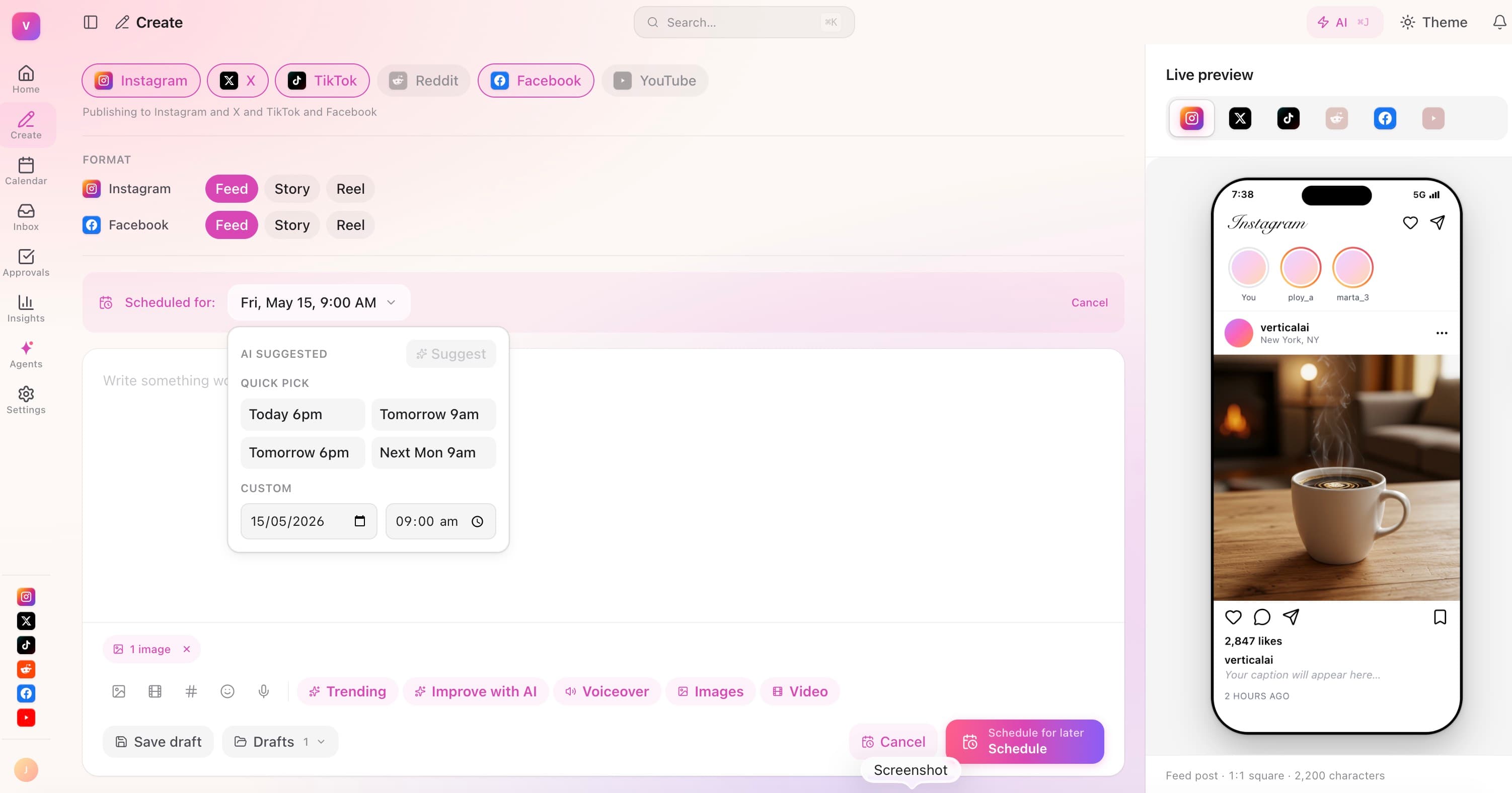 Schedule a post from anywhere